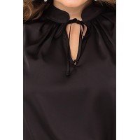 Ошатна блузка великого розміру з шовку чорна