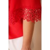 Жіноча стильна блуза великого розміру з мереживом червона