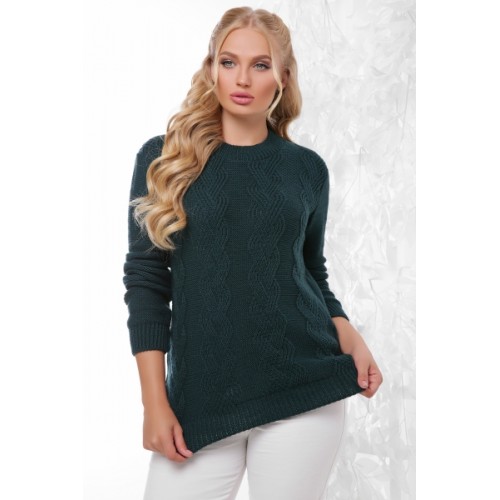 Жіночий в'язаний светр темно-зелений