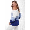 Триколірний жіночий светр з V-подібним вирізом