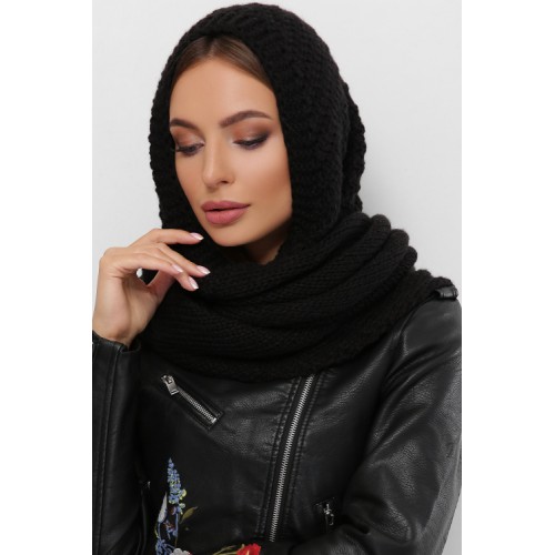 Жіночий шарф косинка Шарф-бактус в'язаний чорного кольору