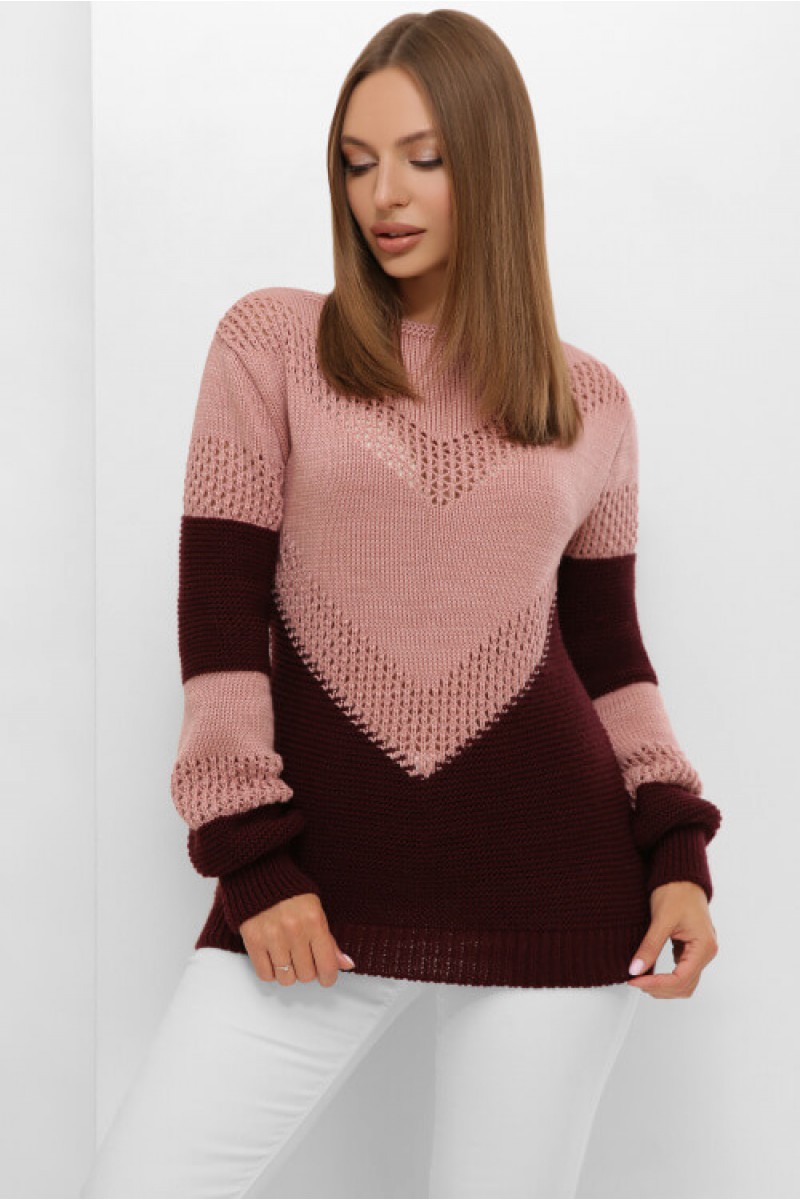 Нарядный женский свитер марсала