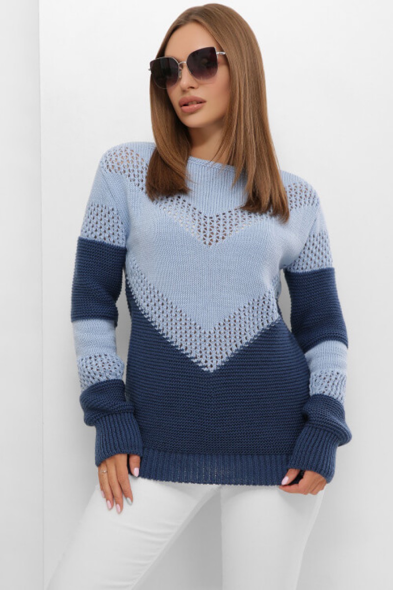 Стильный женский свитер сине-голубой