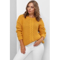 Гарний светр жіночий гірчичного кольору з косами