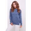 Теплий прямий светр крою реглан кольору синій меланж