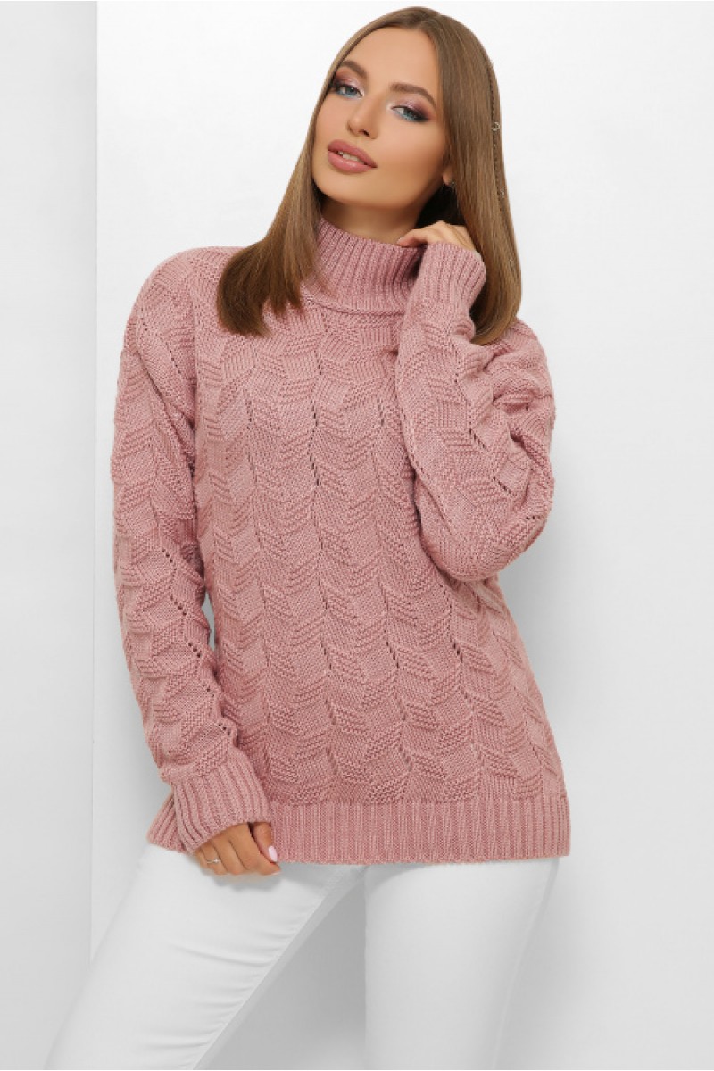 Рожевий светр жіночий на зиму гарної в'язки