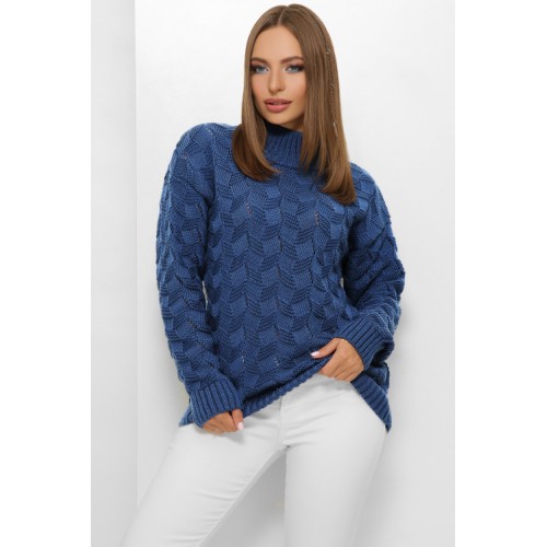 Синій светр жіночий на зиму гарної в'язки