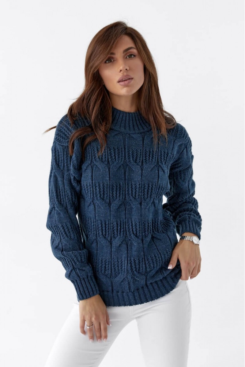 Женский вязаный свитер цвета джинс